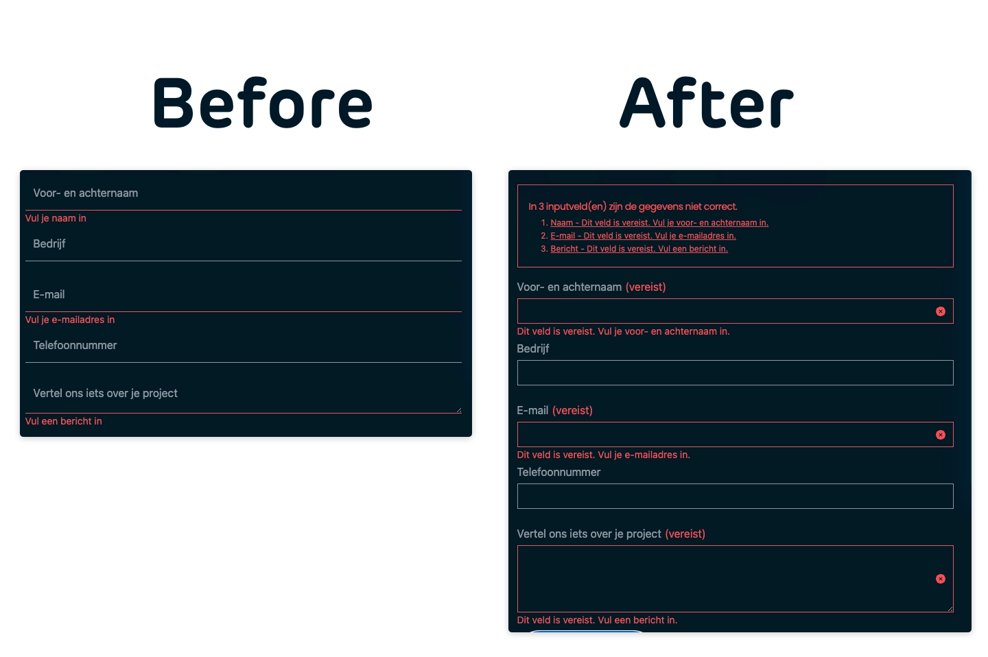 Formulieren met user error handling
