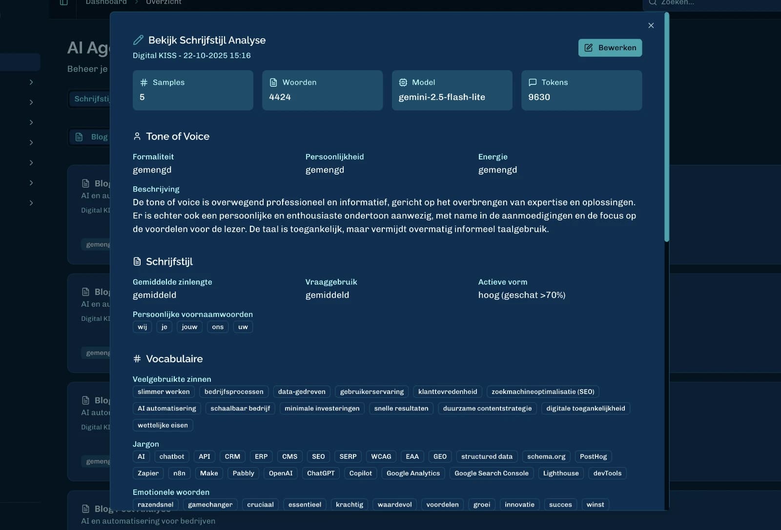 Schrijfstijlanalyse in het CMS